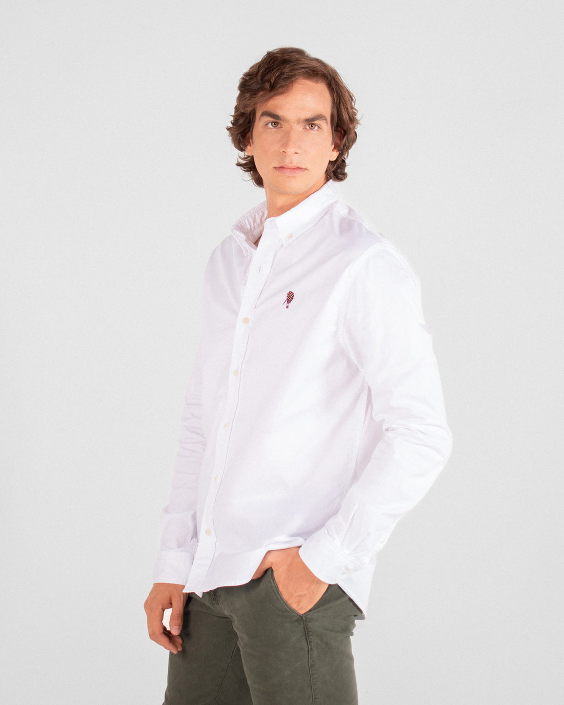 Camisa popelina garment dye blanca para hombre