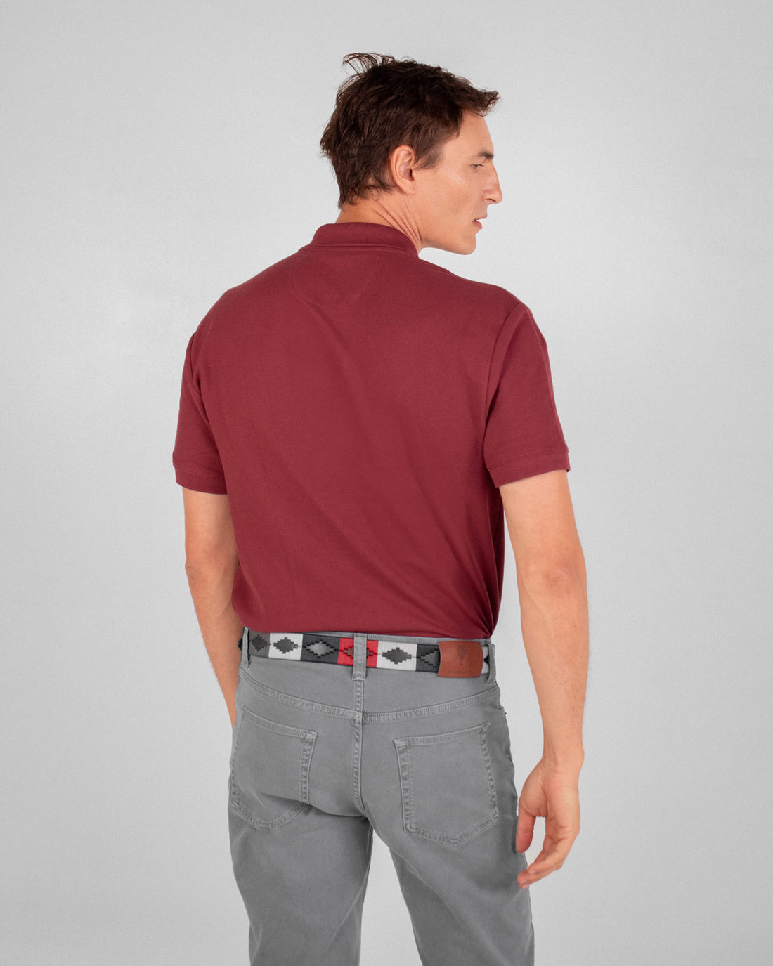 Camiseta polo pique algodón vinotinto para hombre