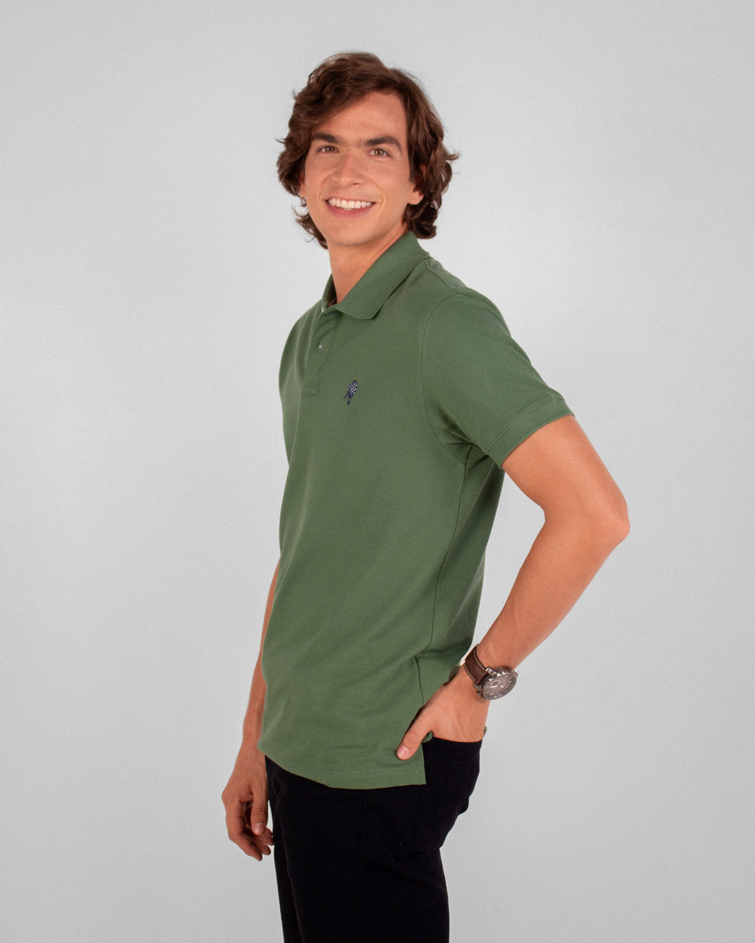 Camiseta polo pique algodón verde para hombre