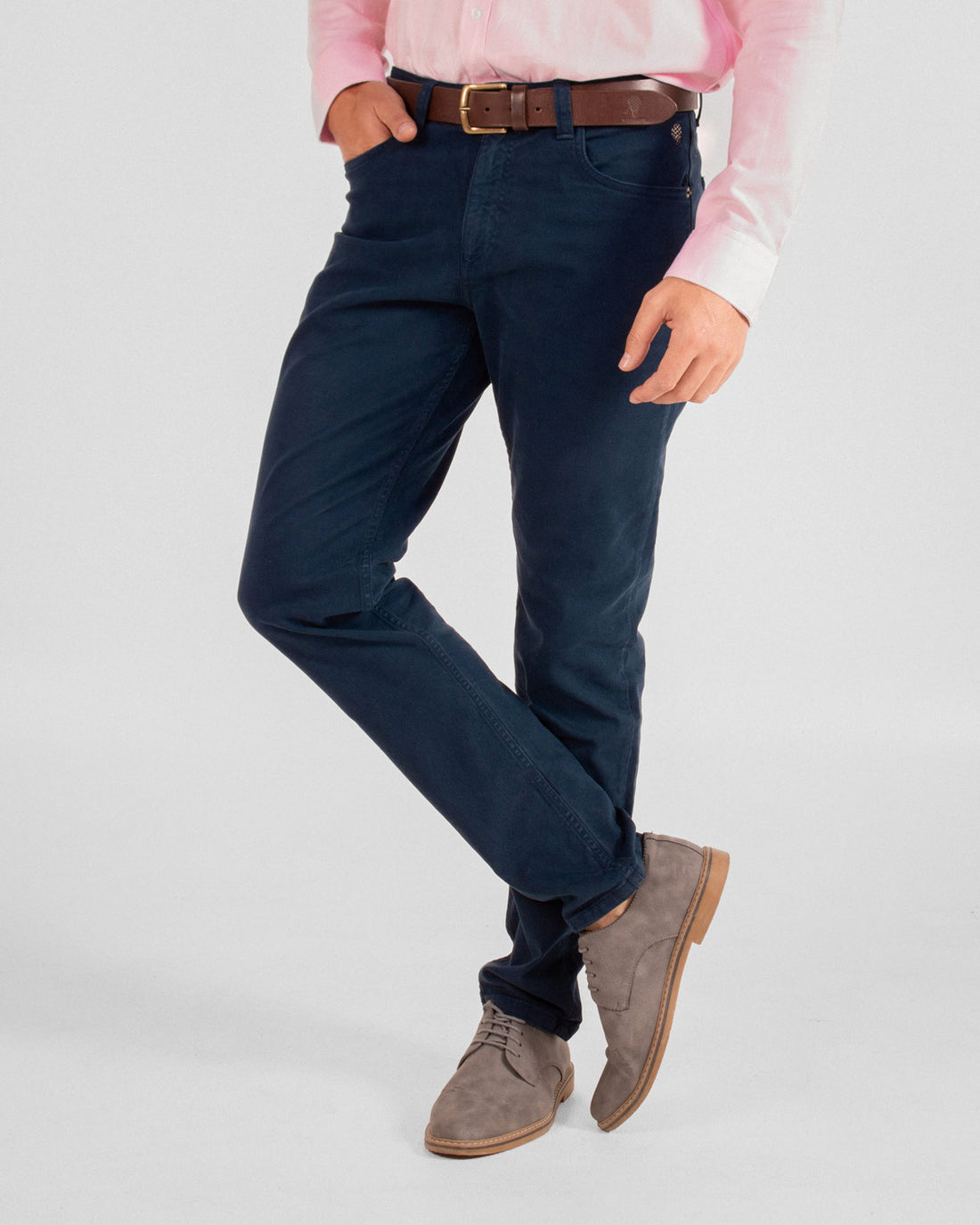 Pantalón 5 bolsillos en drill azul navy para hombre