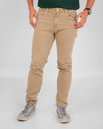 Pantalón 5 bolsillos en drill beige para hombre