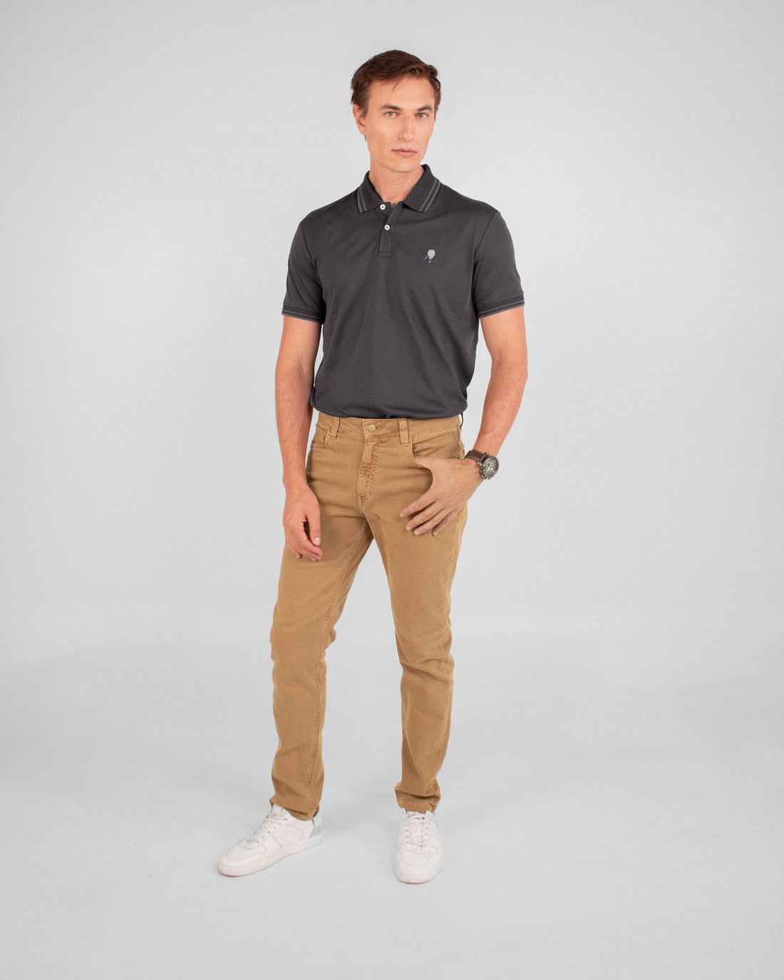 Pantalón 5 bolsillos en drill british khaki para hombre