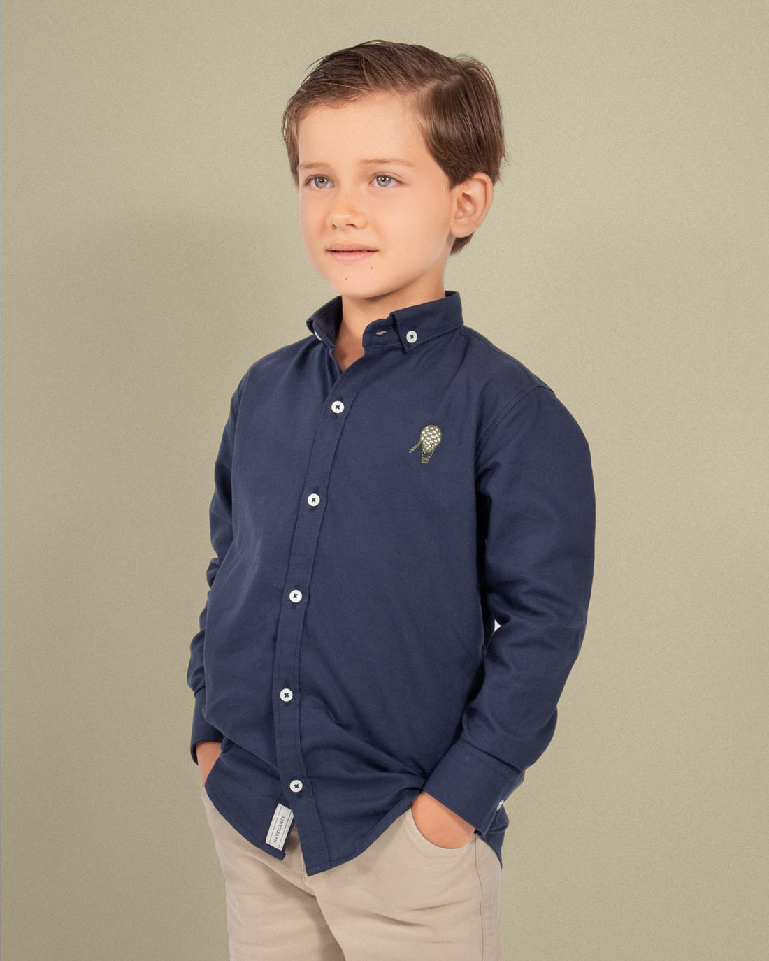 Camisa oxford azul navy en algodón para niño