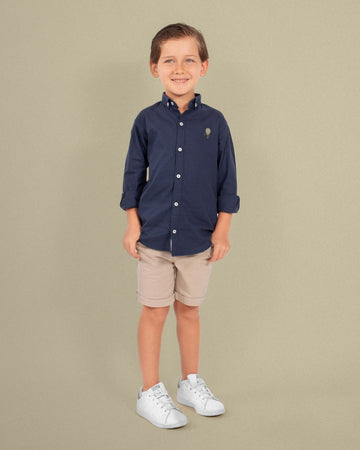 Camisa oxford azul navy en algodón para niño