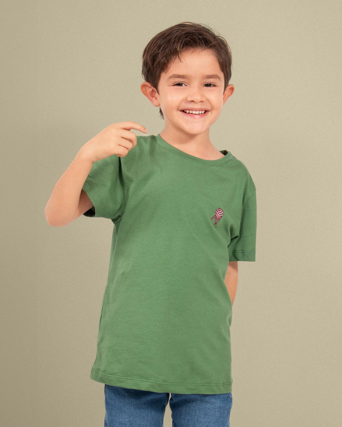 Camiseta verde militar en algodón para niño