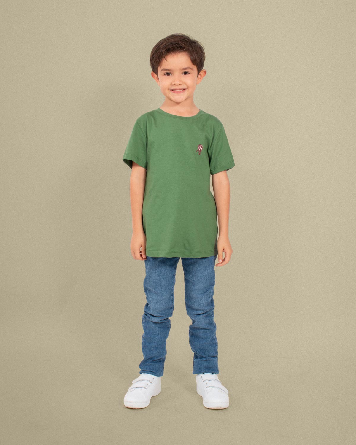 Camiseta verde militar en algodón para niño