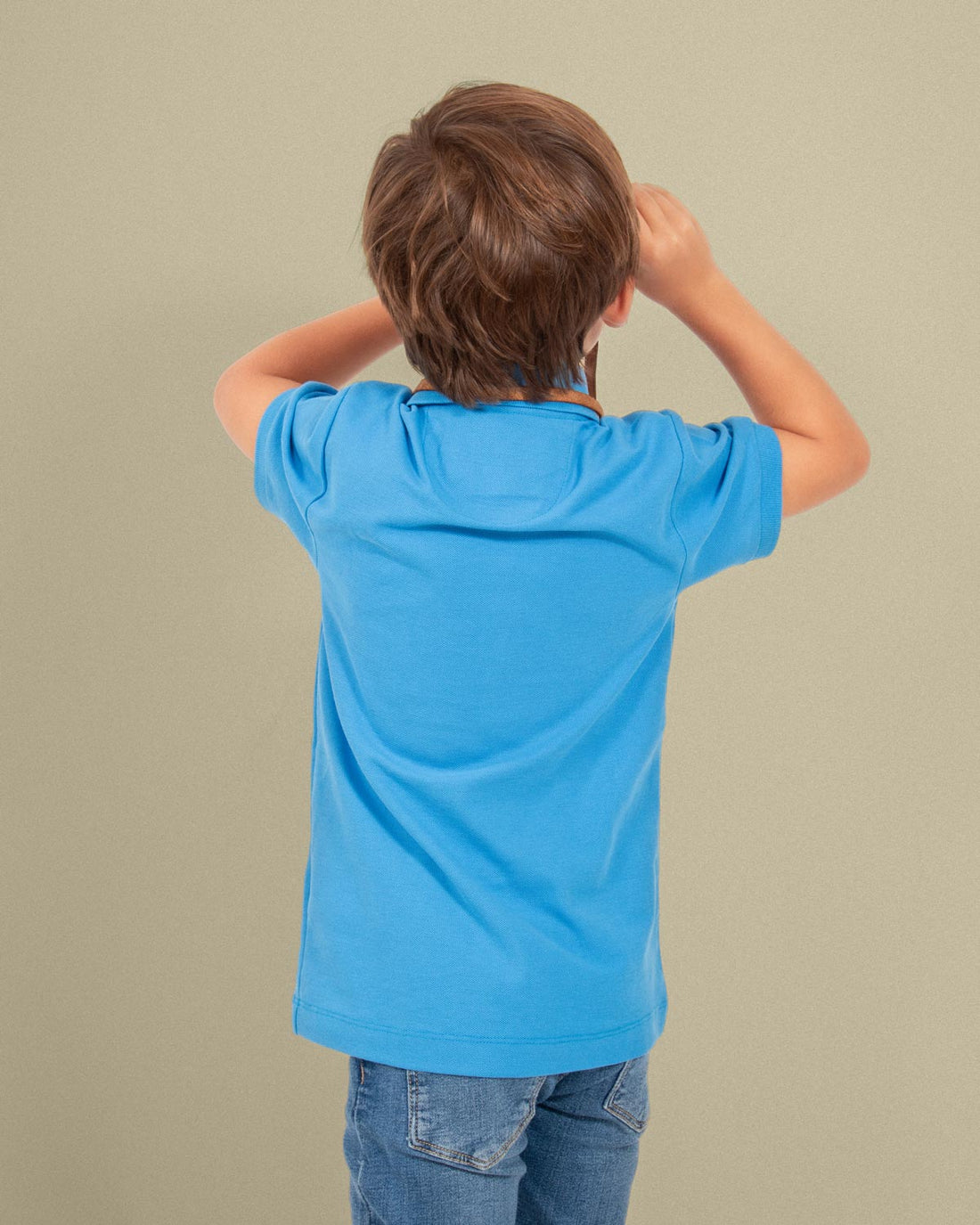 Camiseta polo pique algodón azul para niño