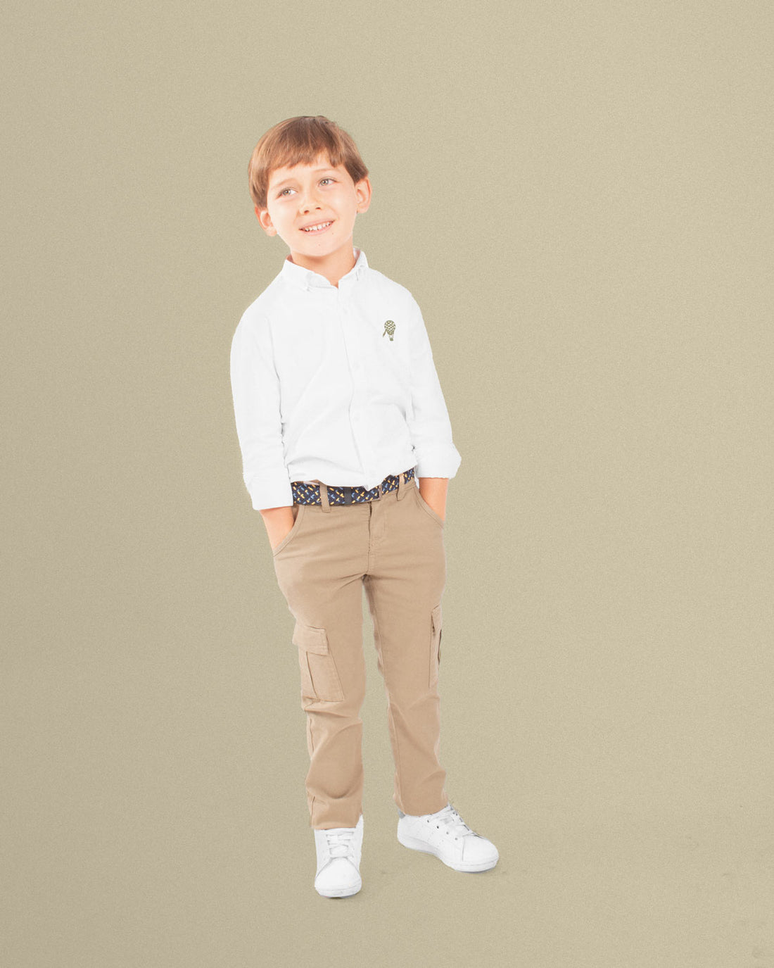 Pantalón cargo en drill british khaki para niño