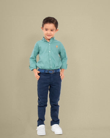 Pantalón chino en drill azul navy para niño