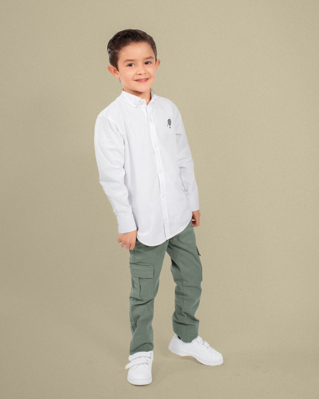 Camisa oxford blanca en algodón para niño