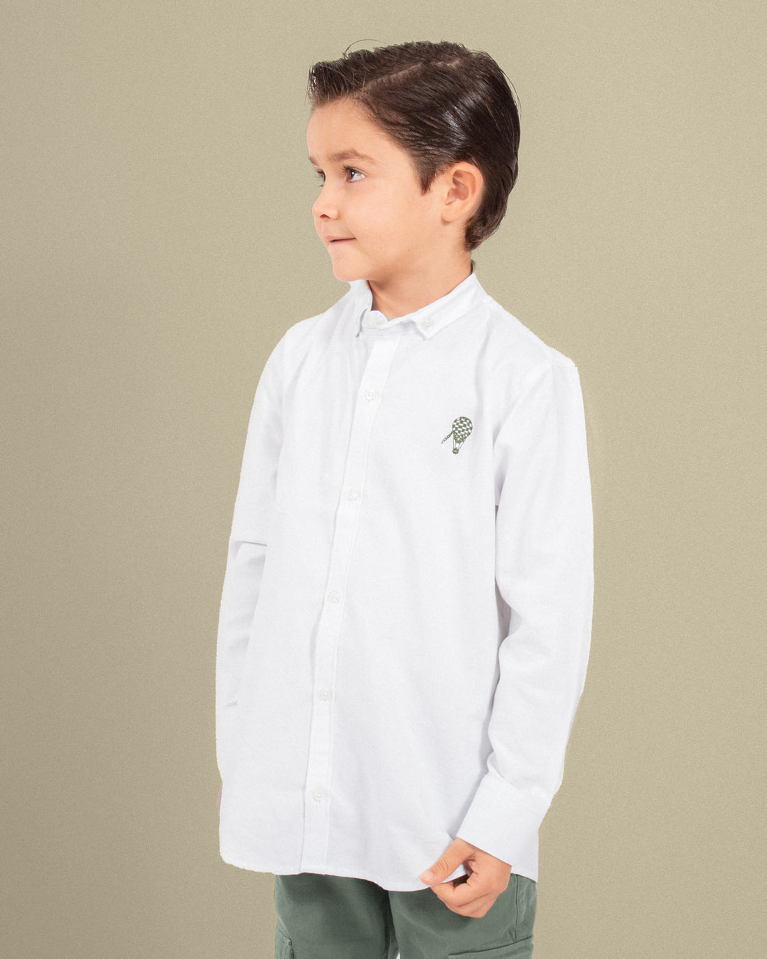 Camisa oxford blanca en algodón para niño